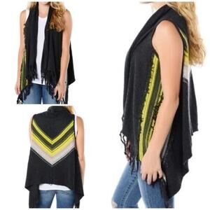 Ella Moss Wool Cashmere Blend Deva Fringe Boho Sweater Vest NWT